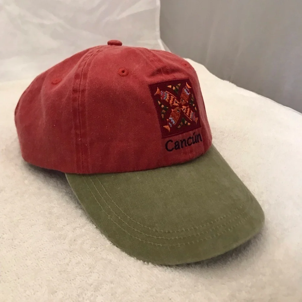 JS International for Cancun Adjustable Pink & Tan Cotton Travel Beach Ball Cap